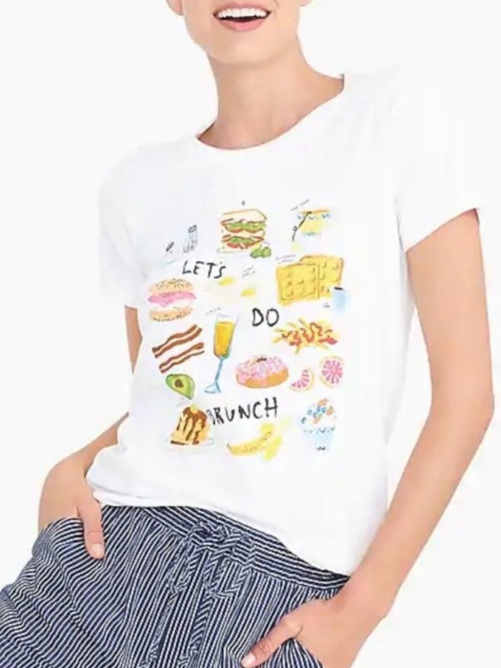 J. Crew Womens ’Let’s Do Brunch’ Collectors Graphic Tee Top Sz M